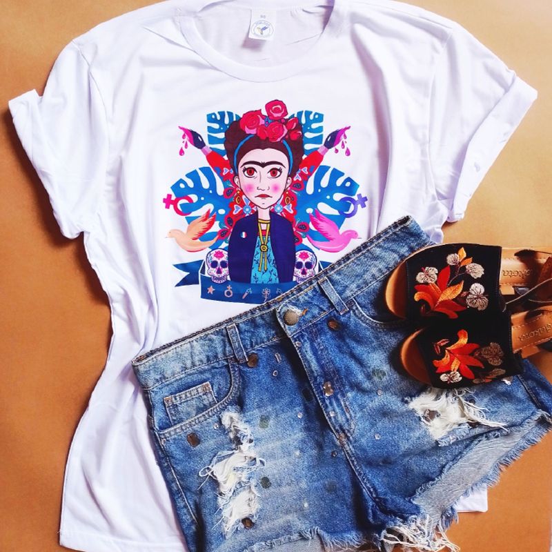 Camisa frida kahlo store feminina