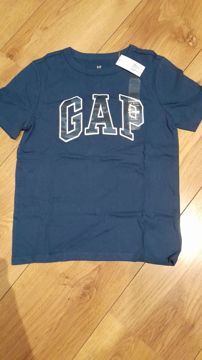 Camiseta Gap Logo Azul Kids - Nova Tamanho P Referente 6-7 Anos | Roupa ...