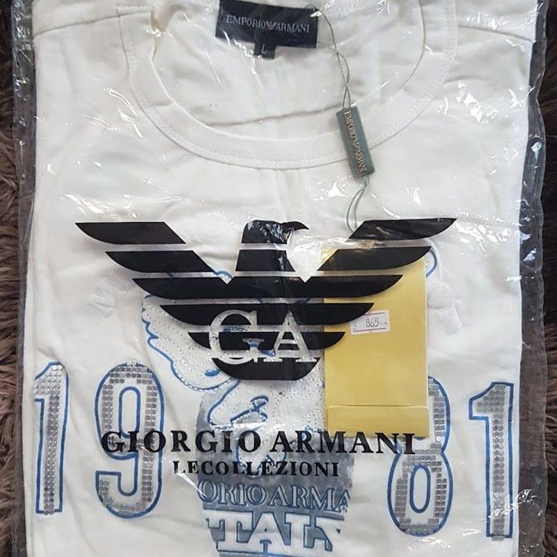 Camiseta Giorgio Armani Branca Elastano Tam G Camiseta Masculina