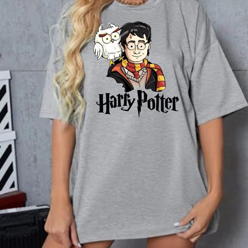 Camiseta plus size masculina feitiços cinza, Harry Potter