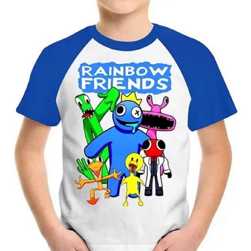 Camiseta Infantil Babão Rainbow Friends Blue Turma Roblox Juvenil