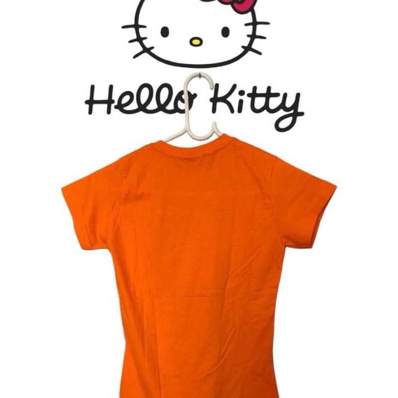 blusa juvenil de algodão manga curta hello kitty naruto laranja