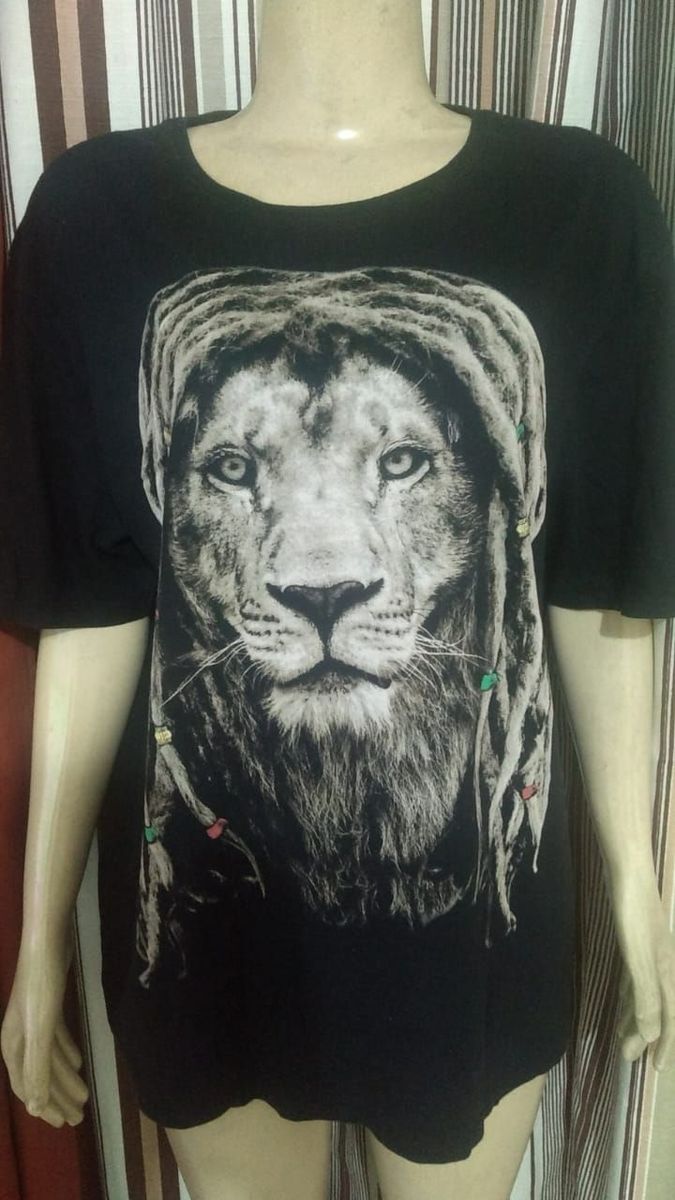 camiseta leão com dreads - camisetas sem marca
