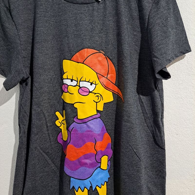 Camiseta Lisa Simpson Cinza Tamanho P | Camiseta Feminina