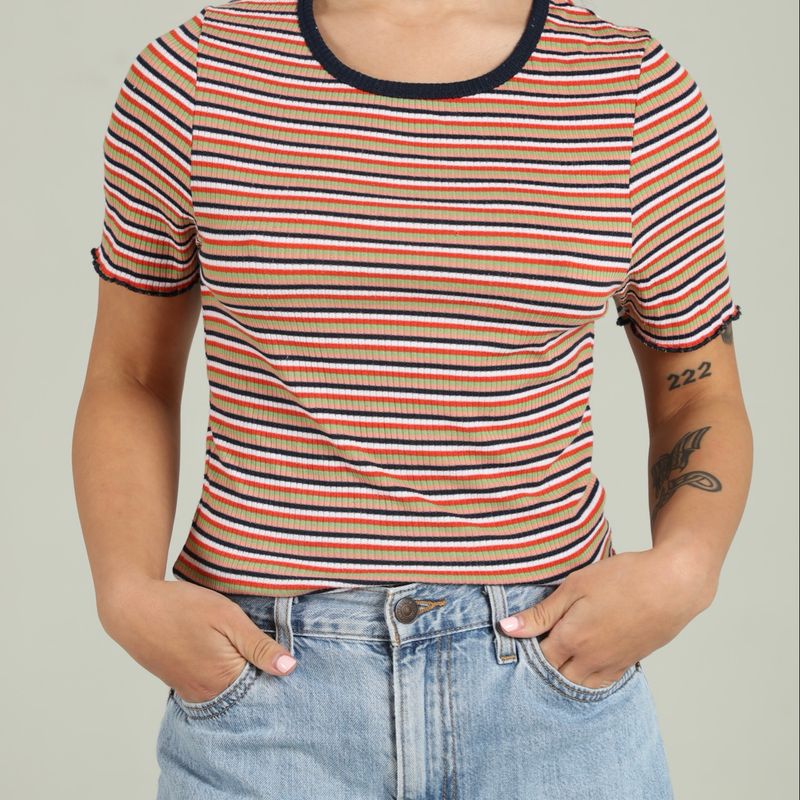 Camiseta Listrada Colorida Cotton On Usado 106607621 enjoei