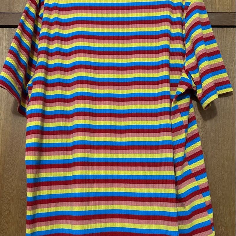 Camiseta Listrada Colorida Camiseta Masculina Shein Usado