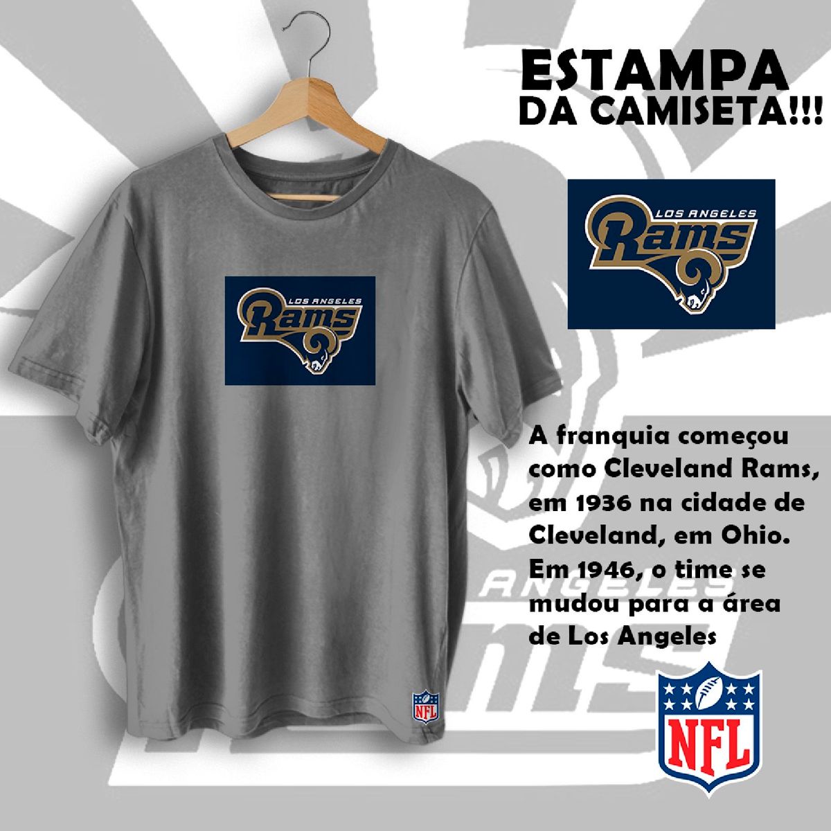 Camiseta Los Angeles Rams Personalizada Nfl Tshirt