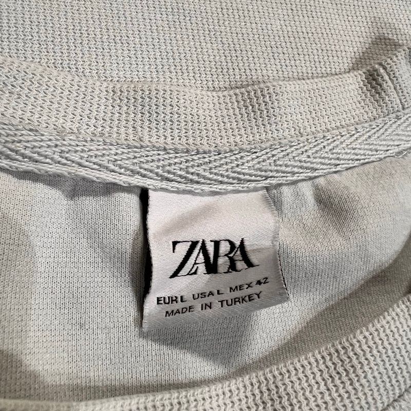 Camiseta Manga Curta Zara Masculina Azul Claro, Texturizada