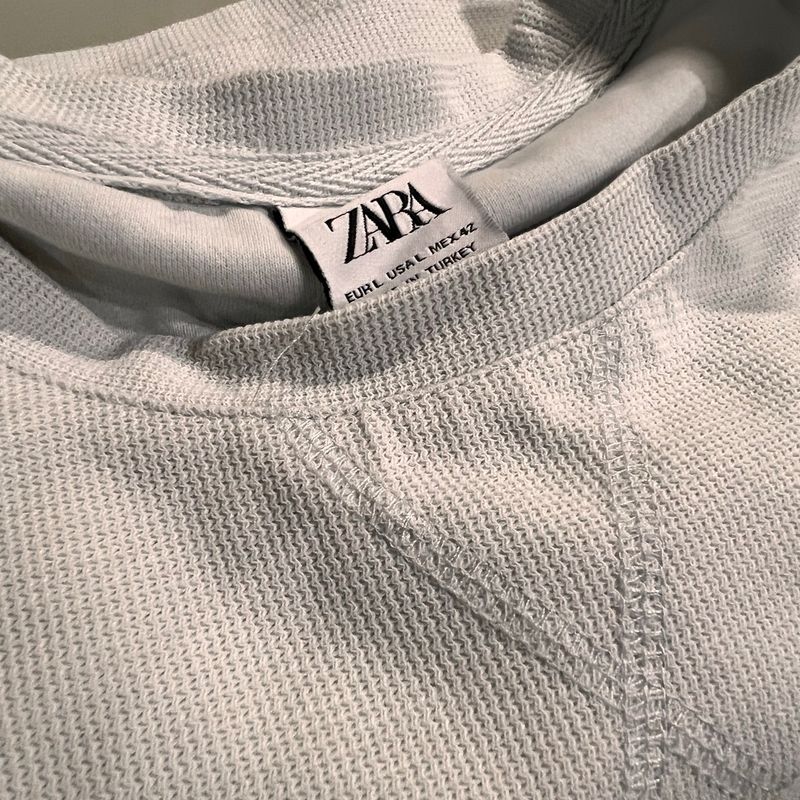 Camiseta Manga Curta Zara Masculina Azul Claro, Texturizada