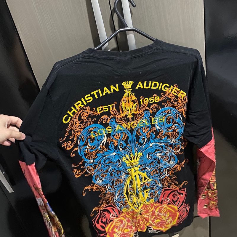 Camiseta Manga Longa Christian Audigier Camiseta Masculina Christian Audigier Usado 89312585 enjoei