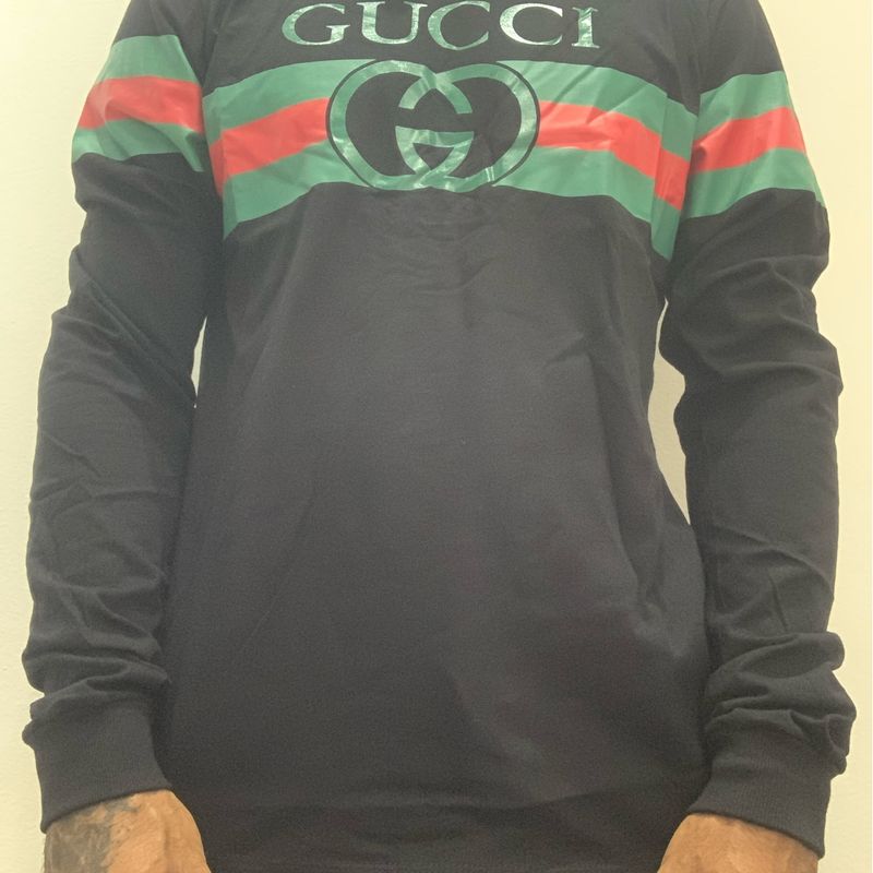 Camiseta Manga Longa Gucci Black Meia Estação | Gucci Nunca Usado