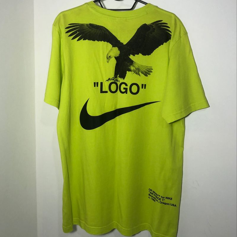 White and lime store green nike shirt