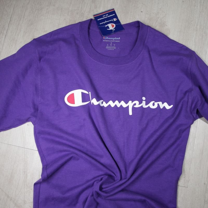 Camiseta Original Champion Logo Script Roxa P, Camiseta Masculina Champion  Nunca Usado 45807424