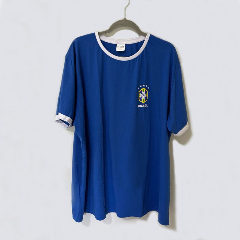 Camiseta Oversized Azul Estampa Brasil, Camiseta Feminina T-Ros Nunca Usado  93768327