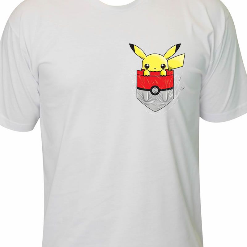 Camiseta T-Shirt Pokemon cute fofo Anime 100% Algodão - Preto