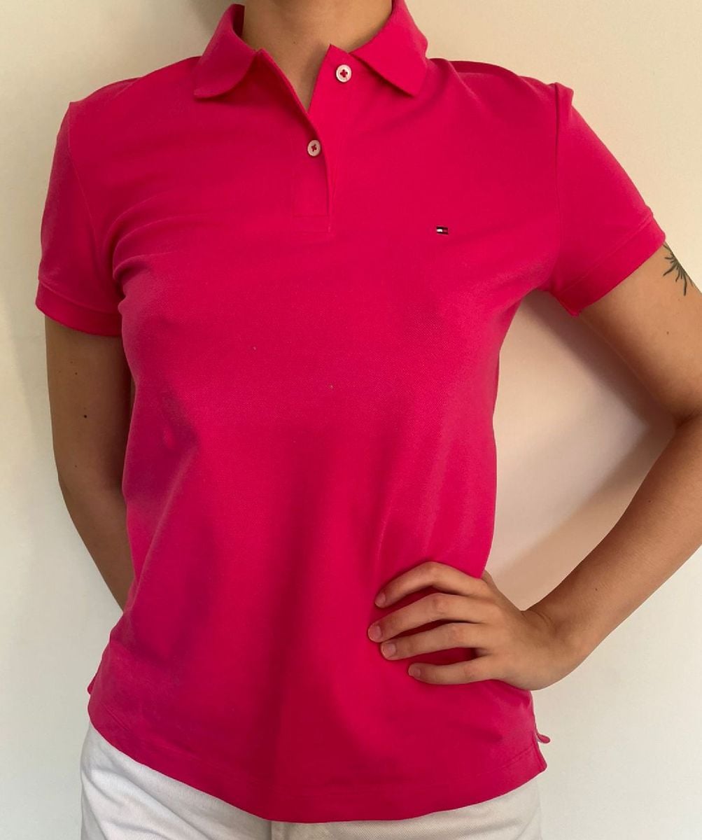 Camiseta Pink Gola Polo Tommy | Camiseta Feminina Tommy Hilfiger Usado ...