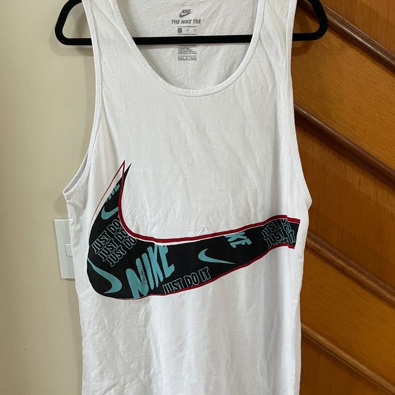 Camiseta Regata Nike Original Branca Estampada Algodão Masculina