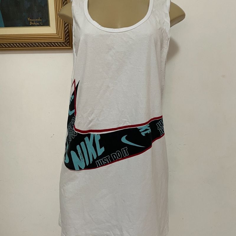 Camiseta Regata Nike Original Branca Estampada Algodão Masculina