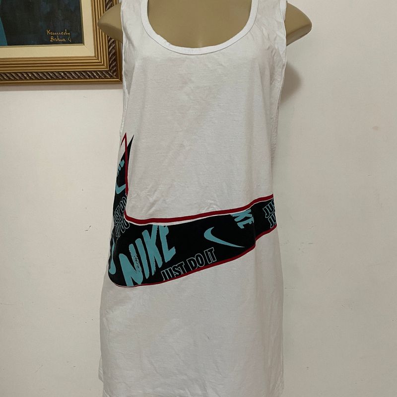 Camiseta Regata Nike Original Branca Estampada Algodão Masculina