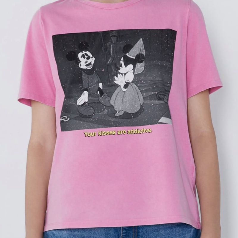 Camiseta Rosa Disney Zara Camiseta Feminina Zara Usado 94972176 enjoei