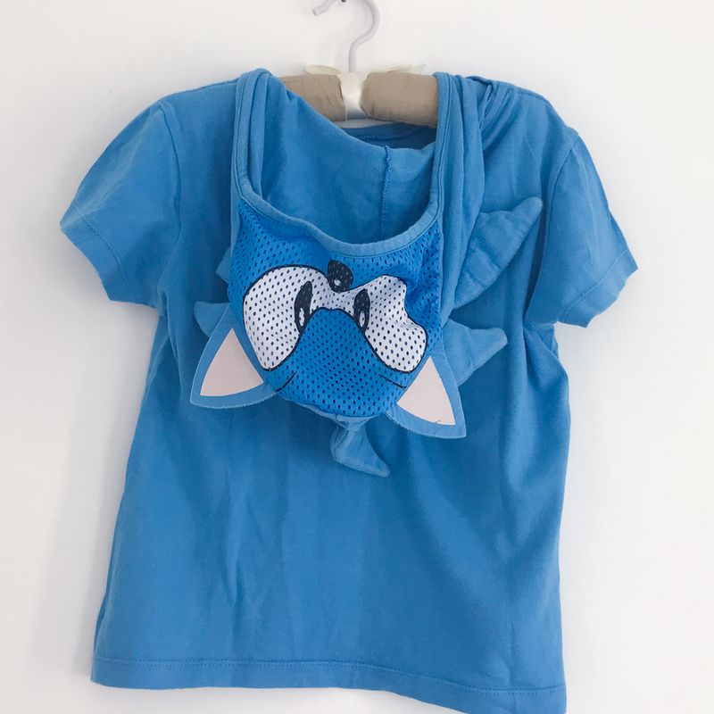 Fantasia Camiseta Sonic Infantil Com Capuz Personagens