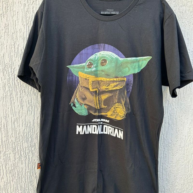Camiseta masculina The Mandalorian preta, Star Wars