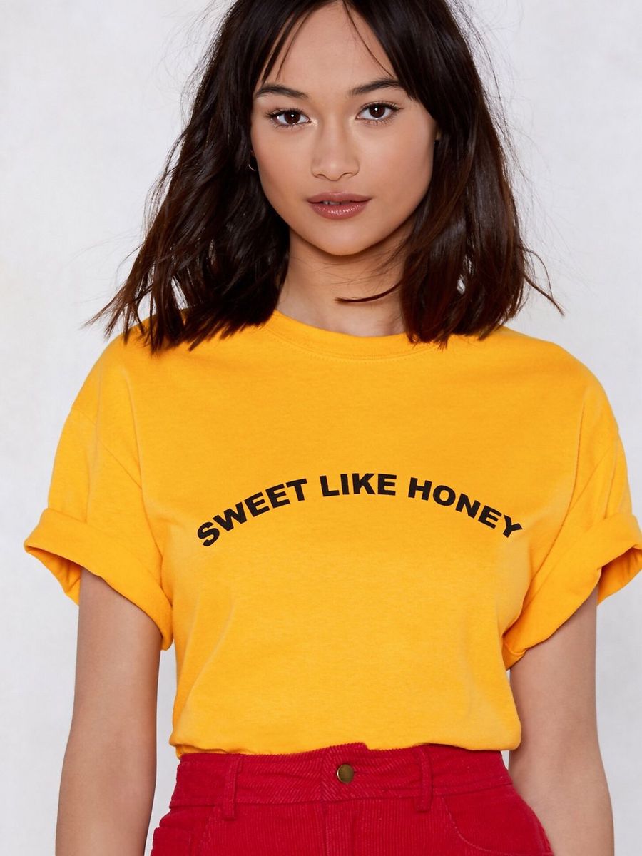 camisa amarela feminina