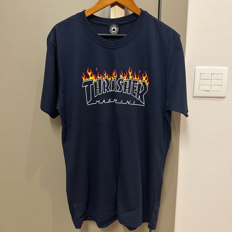 Fogo Blusa De Thrasher Camiseta Thrasher Flame Preta Com Logo De Fogo