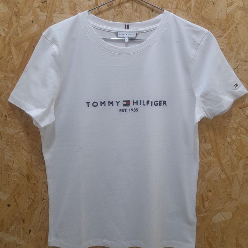 Camiseta Tommy Hilfiger Logo Bordado Branca - Compre Agora