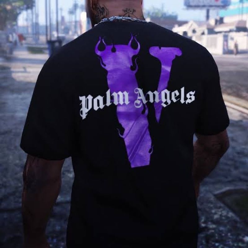 Camiseta Vlone X Palm Angels T-Shirt Black/Purple, Camiseta Masculina Vlone  Nunca Usado 94165180