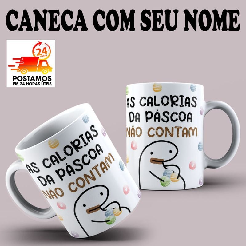 Caneca Meme Flork Palito Páscoa Frases Divertidas Oferta Hj