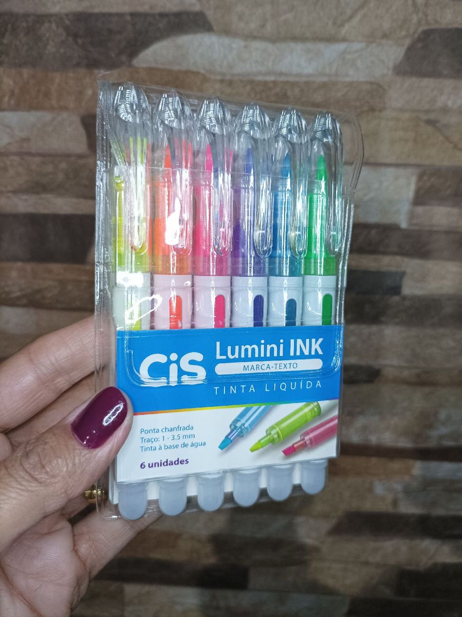 Caneta Marca Texto Cis Lumini Ink Tinta Liquida Neon C Uni Item De Papelaria Cis Nunca Usado