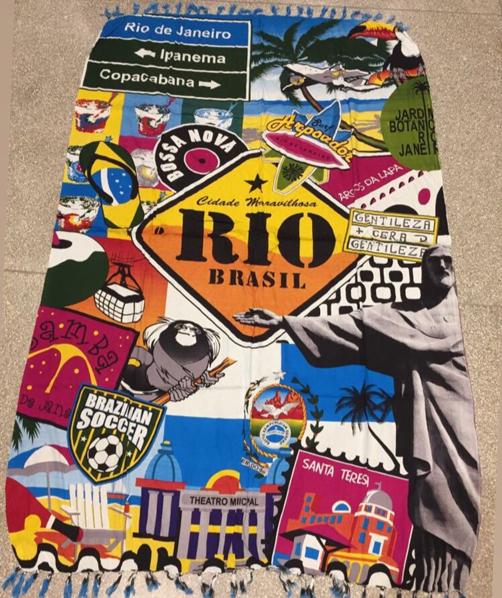 Canga de Praia Figuras Rio de Janeiro - a Mais Vendida | Moda Praia ...