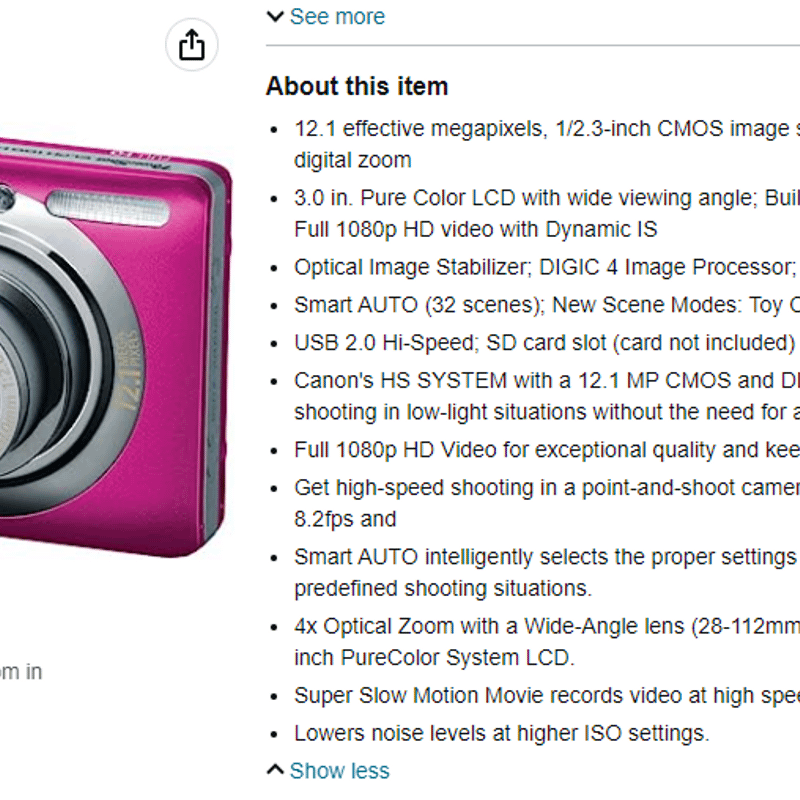 canon 12.1 megapixel digital camera 4x optical zoom