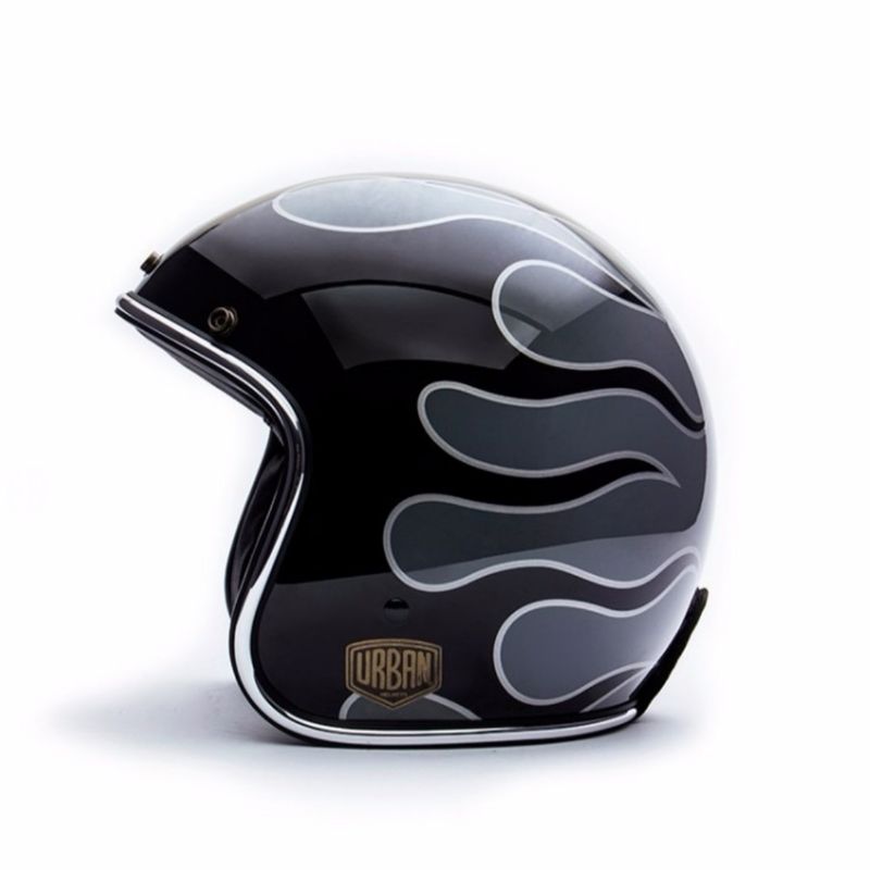 Capacete Urban Helmets Flame Coll Gray Old School Custom 58/M