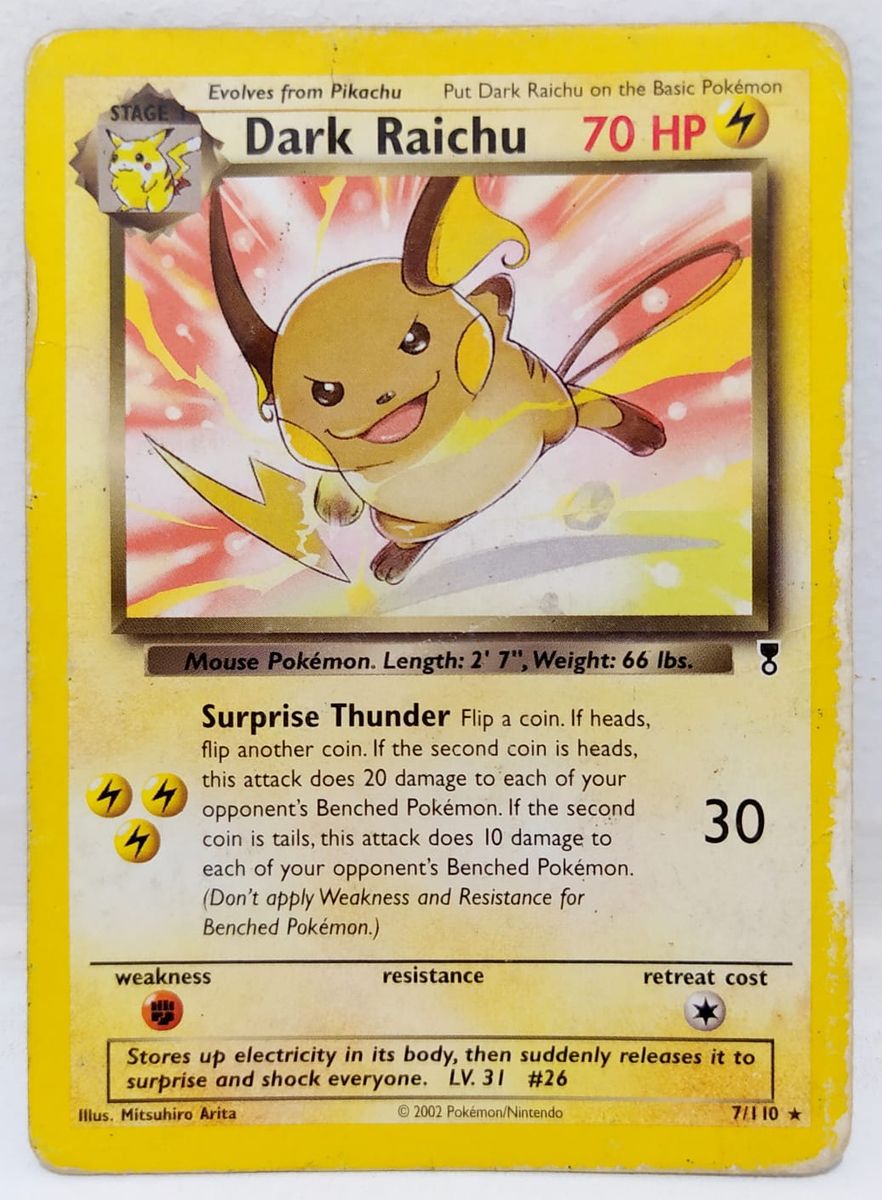 Card Pokémon Tcg Dark Raichu 2002 - Carta Legendary Collection 7
