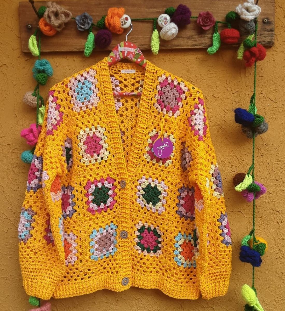 Maxi Cardigan de Crochê com Squares Colorido, Casaco Feminino Sereia  Baiana Nunca Usado 81834852