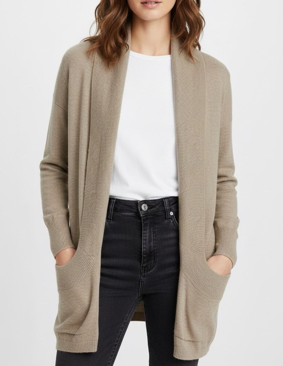 Cardigan Insp Feminino em Tricot Aberto - | Casaco Feminino Insp Usado ...
