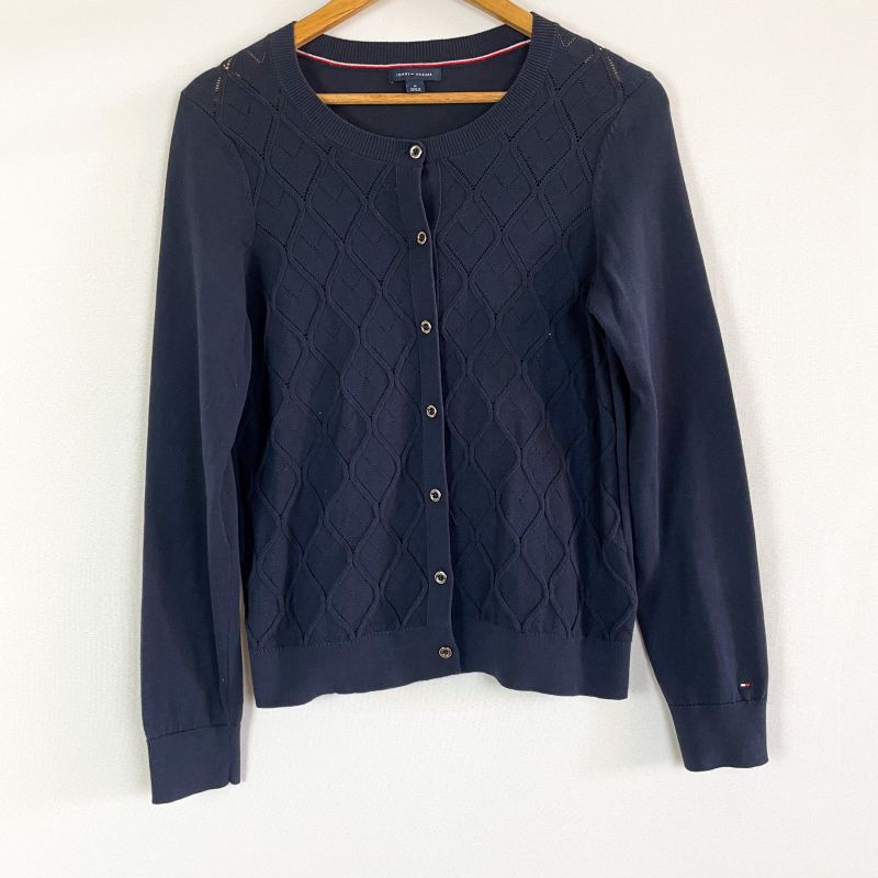 Tommy Hilfiger Cardigan Tricô de Algodão Azul Marinho Tamanho