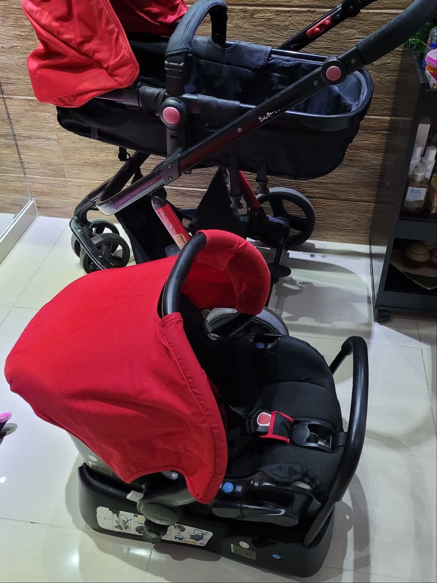 Carrinho First Safety Travel System + Bebê Conforto + Base Veicular