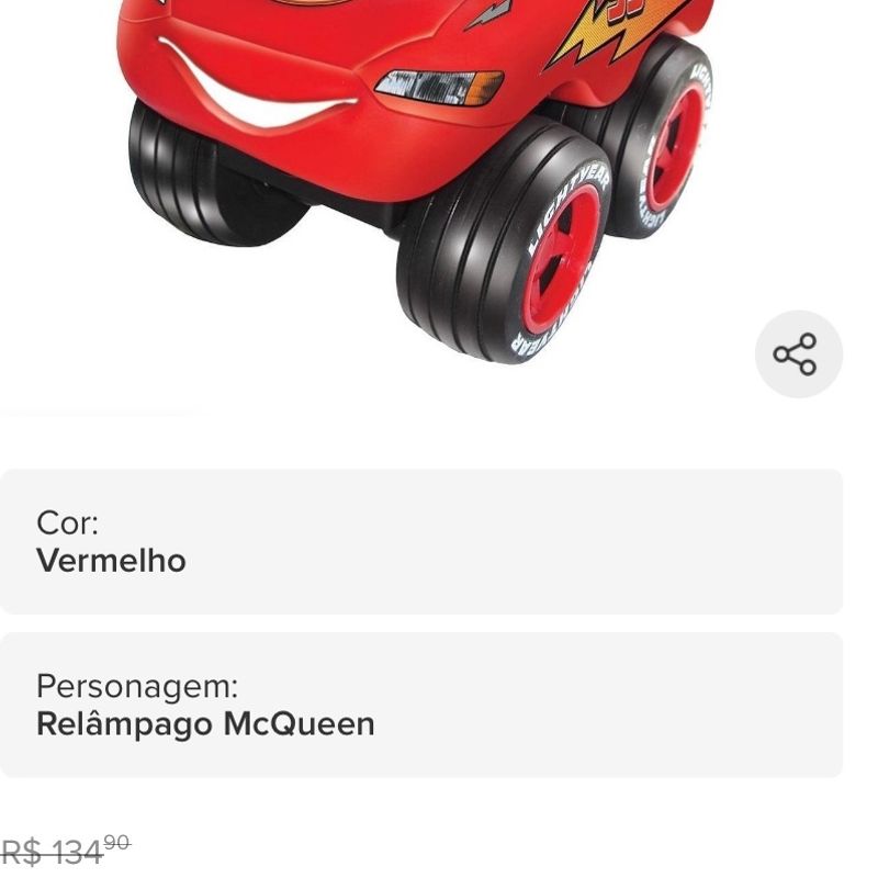 Carro Fofomóvel - Disney Cars - Relâmpago McQueen - Lider