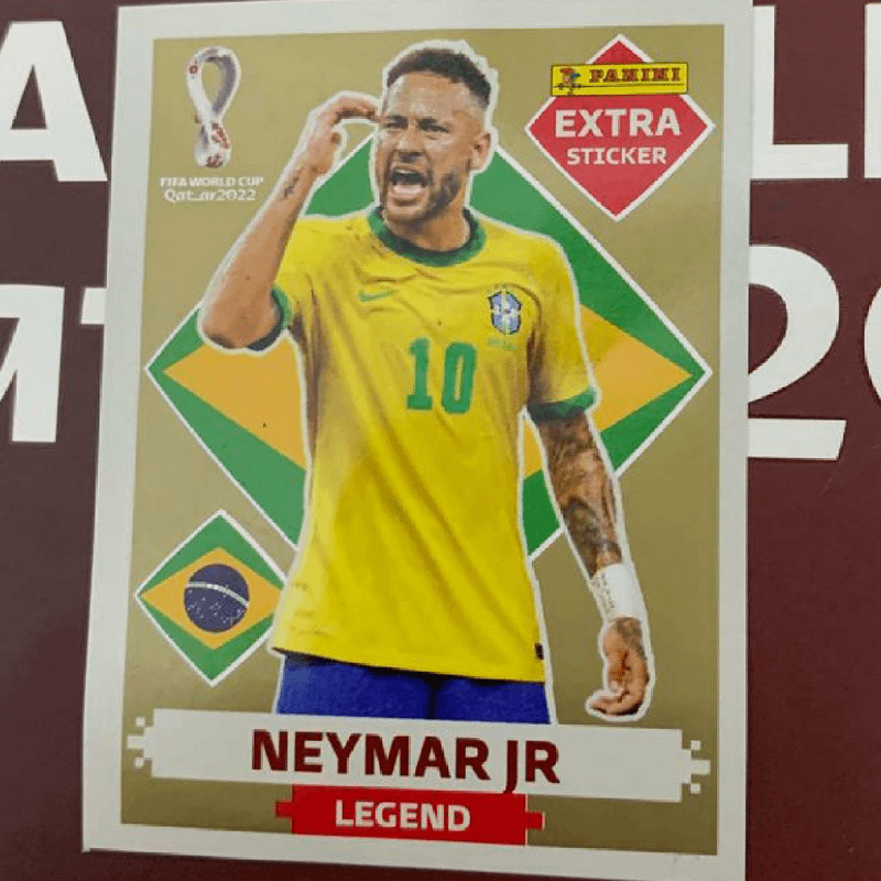 Figurinha Extra do Neymar Jr. Bordô Legend da Copa do Mundo do