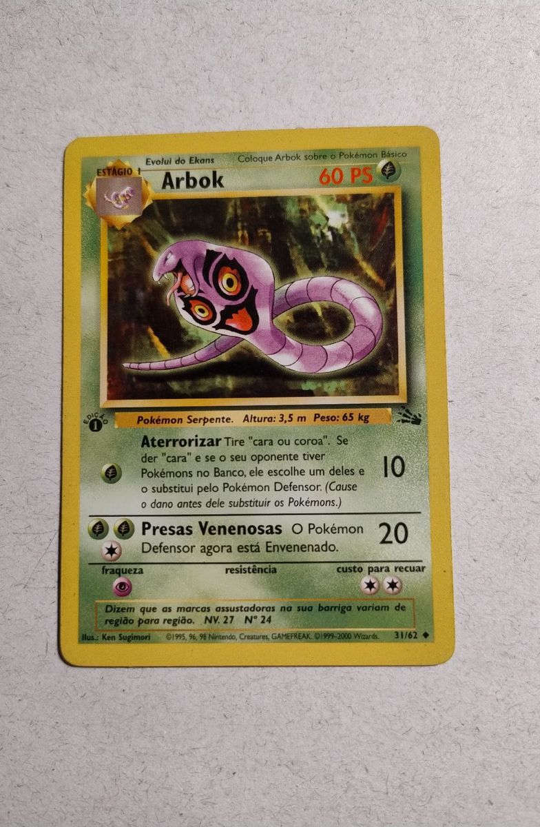 1995 arbok pokemon card 31/62 Arbok