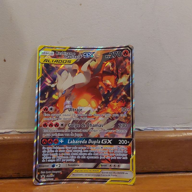 Carta Pokémon Gx Reshiram e Charizard, Brinquedo Pokémon Usado 91333519