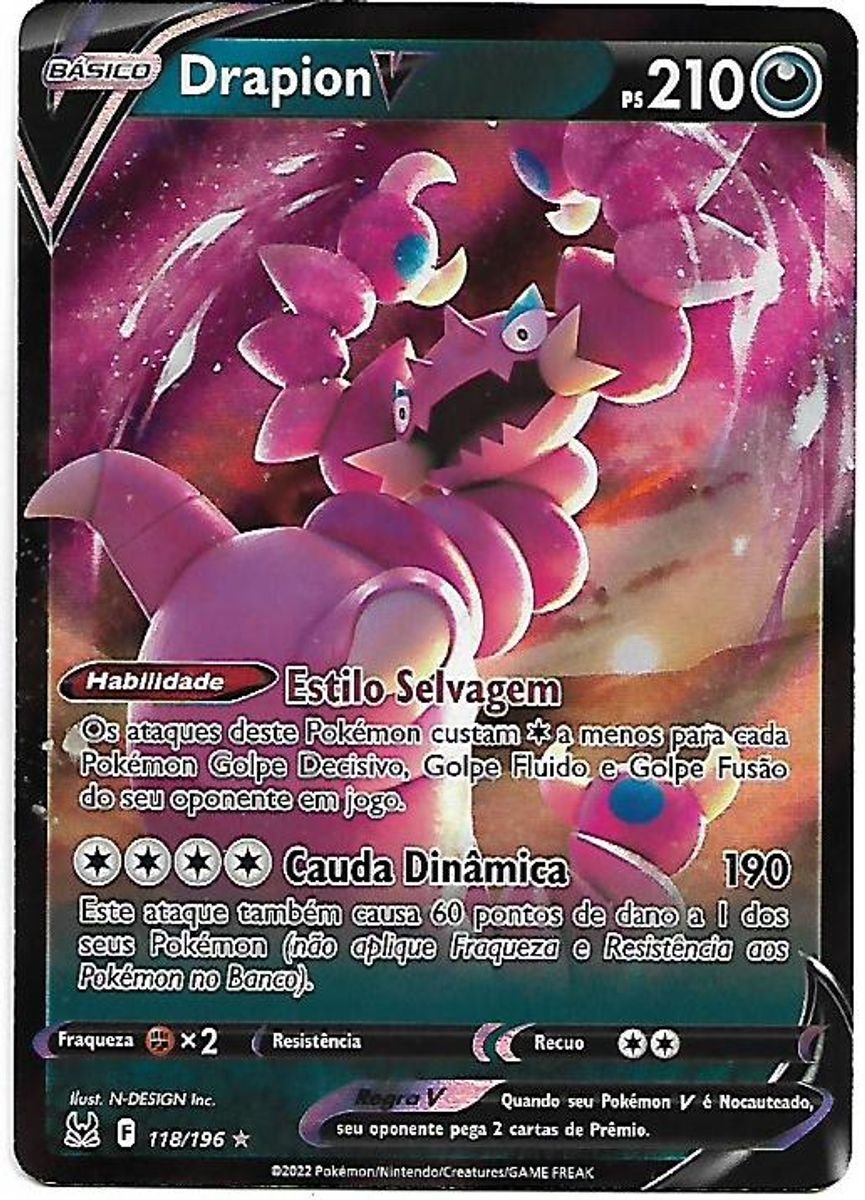 Drapion V Astro - Carta Pokémon Original Origem Perdida, Jogo de Tabuleiro  Original Copag Nunca Usado 76780139