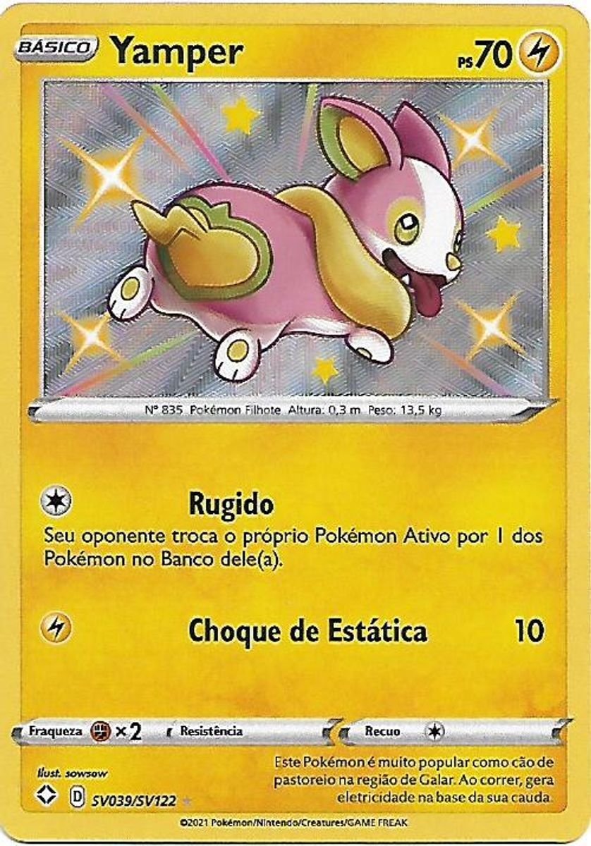 Carta Pokémon Original Shiny Yamper Destinos Brilhantes | Jogo de Tabuleiro  Original Copag Nunca Usado 80244792 | enjoei