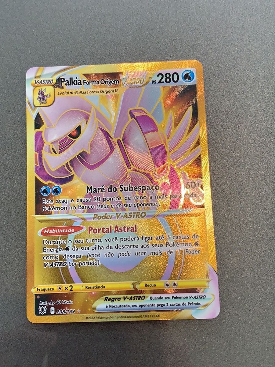 Carta Pokémon/ Palkia Forma Origem V-Astro Gold, Item Infantil Pokémon  Company Nunca Usado 73109221