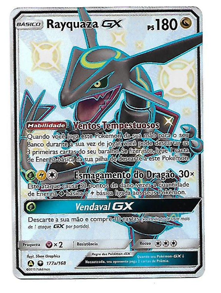 Carta Pokémon Rayquaza Gx Versão Extragrande (Jumbo) Original, Jogo de  Tabuleiro Original Copag Nunca Usado 54968072