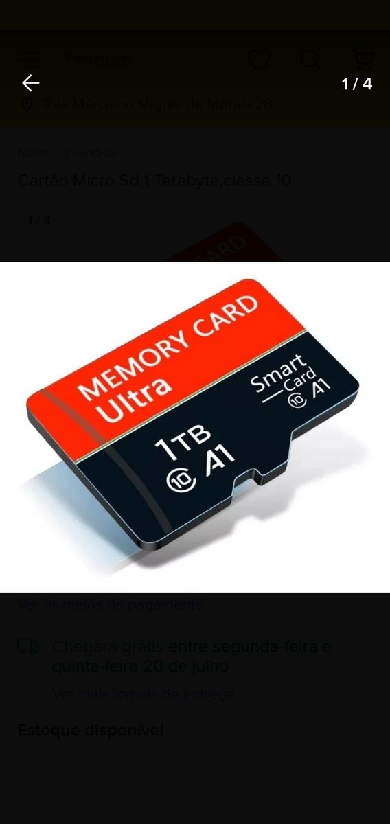 Cartão Microsd 1 Terabyte Classe 10 | Item Info & Eletro Smarty Nunca ...