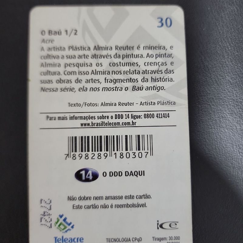 Cartao Telefonico Teleacre Brasil Telecom 12 - Ddd 14 Oscar 3 Cartões, Cacareco Teleacre Usado 95188158